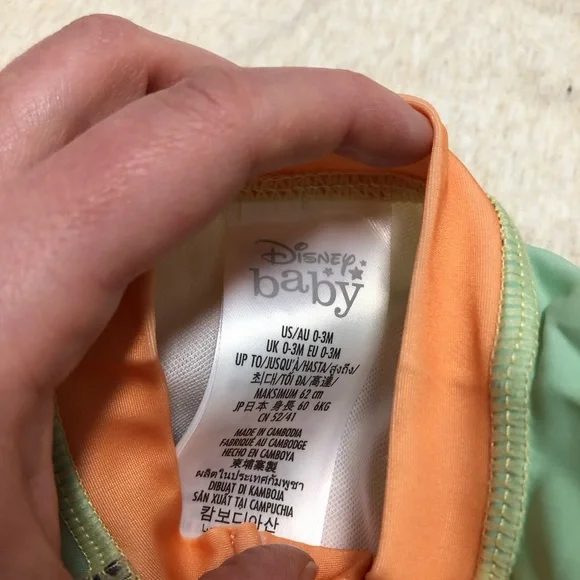 NWT Disney Baby Mickey Mouse Swimsuit Orange Fruit Print Summer Swim SPF - Picture 2 of 7